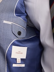 Blue Tailored Fit Signature Marzotto Italian Wool Check Suit Jacket - Image 5 of 11