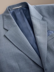 Blue Tailored Fit Signature Marzotto Italian Wool Check Suit Jacket - Image 8 of 11