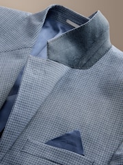 Blue Tailored Fit Signature Marzotto Italian Wool Check Suit Jacket - Image 9 of 11