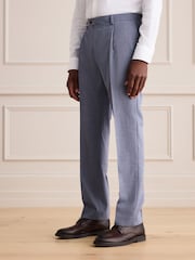 Blue Tailored Fit Signature Marzotto Italian Wool Check Suit Trousers - Image 1 of 9