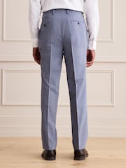 Blue Tailored Fit Signature Marzotto Italian Wool Check Suit Trousers - Image 3 of 9