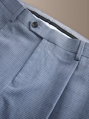 Blue Tailored Fit Signature Marzotto Italian Wool Check Suit Trousers - Image 8 of 9