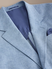 Blue Slim Fit Signature Italian Linen Suit Jacket - Image 10 of 13