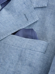 Blue Slim Fit Signature Italian Linen Suit Jacket - Image 12 of 13