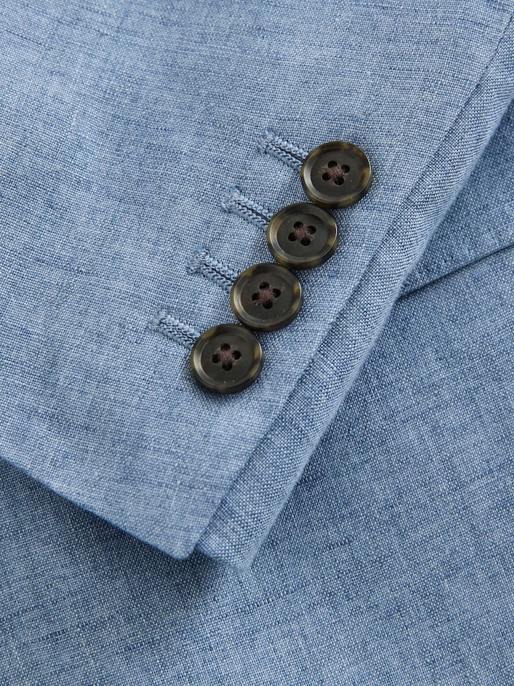 Blue Slim Fit Signature Italian Linen Suit Jacket - Image 13 of 13