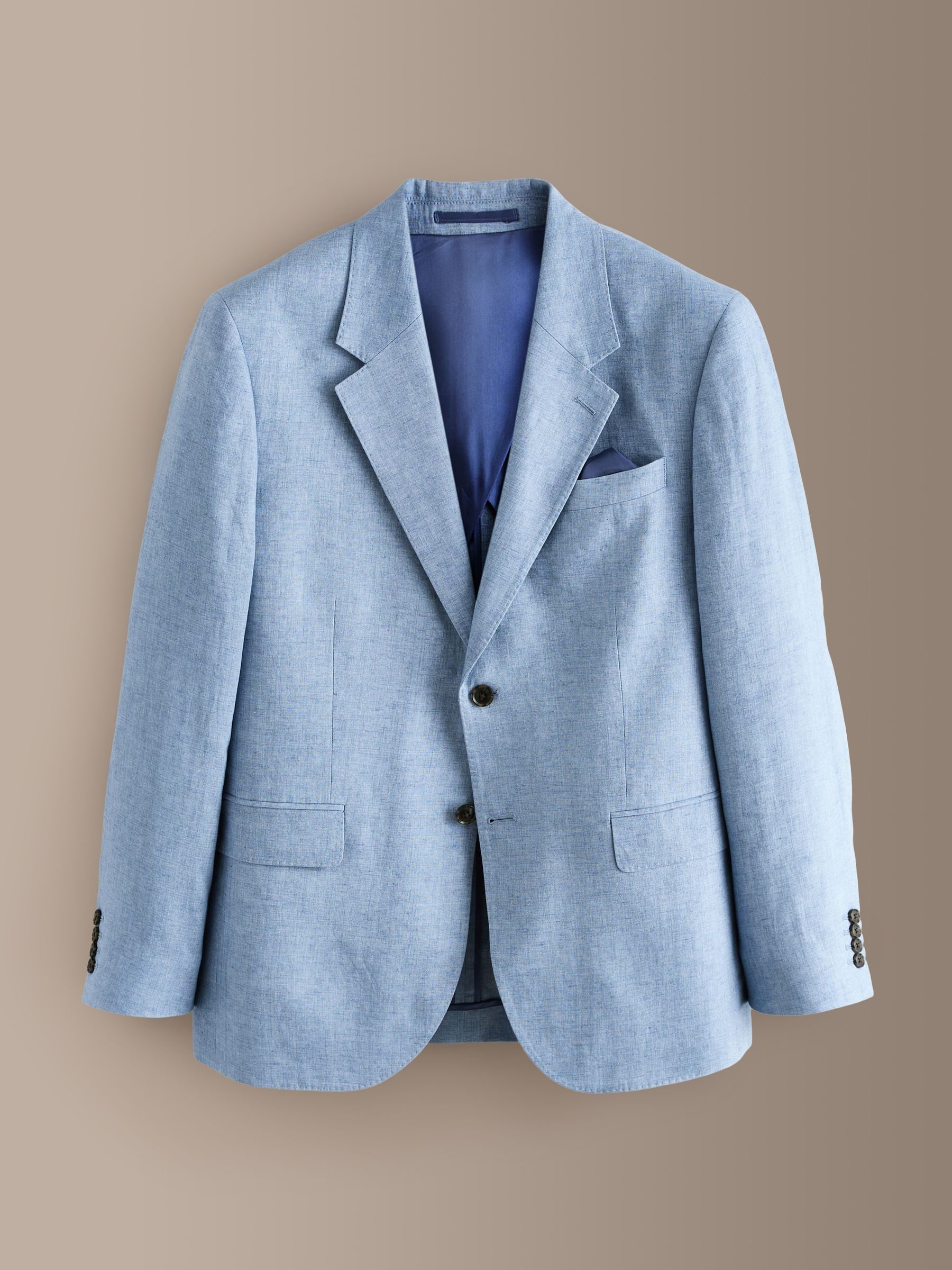 Buy Blue Slim Fit Signature Leomaster 100% Italian Linen Suit