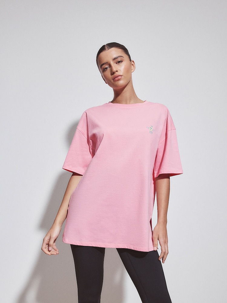 ピンク - Cotton Graphic Oversized T-Shirt - 画像 5 / 5