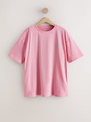 粉红色 - 棉质印花宽松T恤 - 9的图像6｝