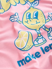 粉红色 - 棉质印花宽松T恤 - 9的图像8｝