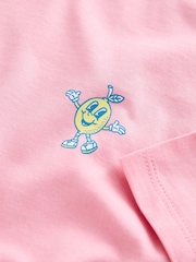 粉红色 - 棉质印花宽松T恤 - 9的图像9｝