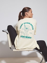 バターミルク - Cotton Graphic Oversized T-Shirt - 画像 1 / 5