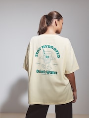 バターミルク - Cotton Graphic Oversized T-Shirt - 画像 3 / 5