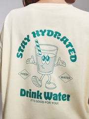 バターミルク - Cotton Graphic Oversized T-Shirt - 画像 5 / 5