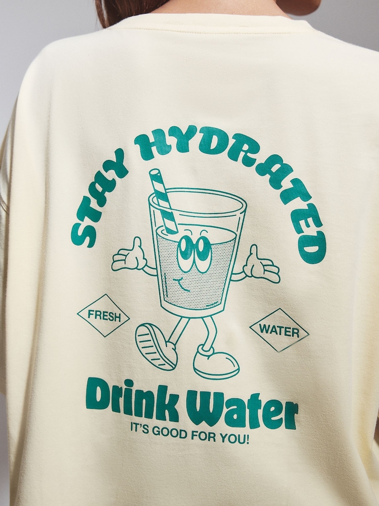 バターミルク - Cotton Graphic Oversized T-Shirt - 画像 5 / 5