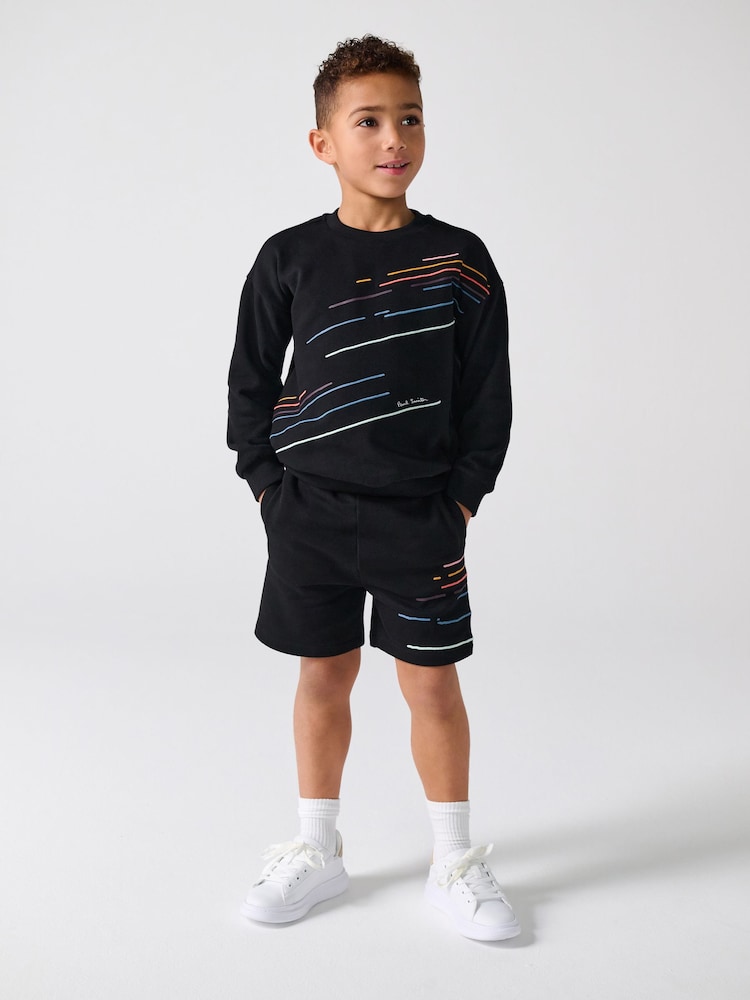 Paul Smith Junior Embroidered Stripe Black Sweatshirt and Short Set - صورة 1 من 12