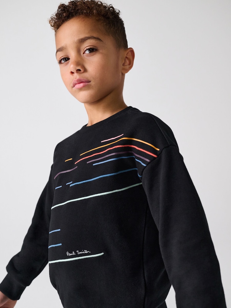 Paul Smith Junior Embroidered Stripe Black Sweatshirt and Short Set - صورة 2 من 12