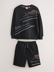 Paul Smith Junior Embroidered Stripe Black Sweatshirt and Short Set - صورة 6 من 12