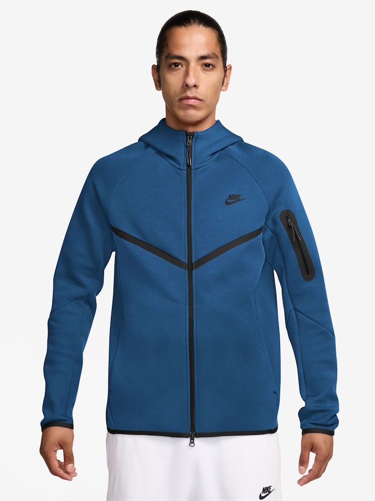 Nike Court Blue Tech Fleece Full-Zip Windrunner Hoodie - Image 1 of 5 Nike Court Blue Tech Fleece Full-Zip Windrunner Hoodie - Image 1 of 5