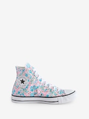 Converse Pink/Blue Chuck Taylor High All Over Mino Flowers Trainers - Image 1 of 9
