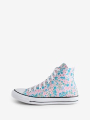 Converse Pink/Blue Chuck Taylor High All Over Mino Flowers Trainers - Image 2 of 9