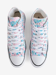Converse Pink/Blue Chuck Taylor High All Over Mino Flowers Trainers - Image 5 of 9