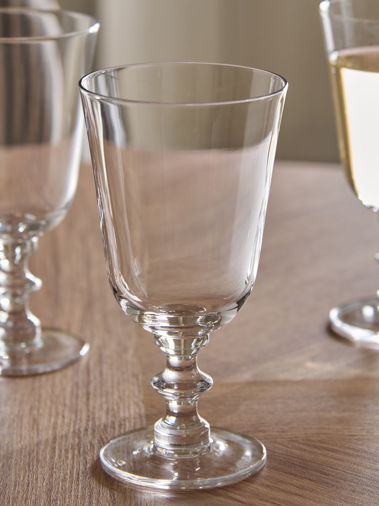 Set of 4 Clear Pressed Stem Wine Glasses - Image 2 of 3 Set of 4 Clear Pressed Stem Wine Glasses - Image 2 of 3