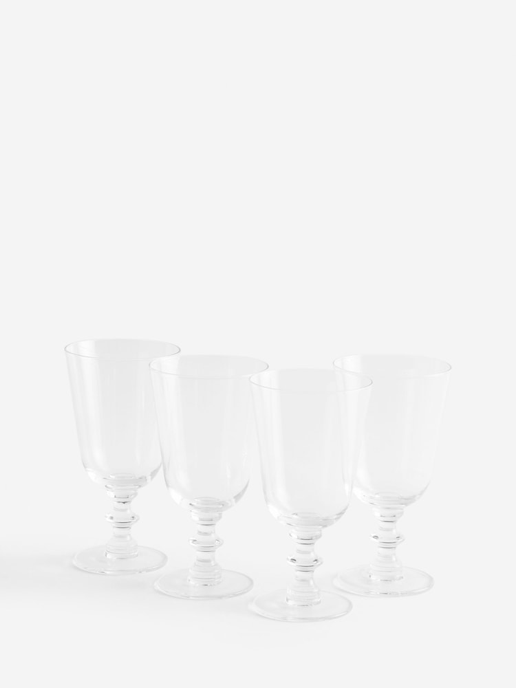 Set of 4 Clear Pressed Stem Wine Glasses - Image 3 of 3 Set of 4 Clear Pressed Stem Wine Glasses - Image 3 of 3