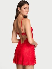 Victoria's Secret Bright Vermillion Red Mini Twinkle Lace Slip Dress - Image 2 of 3