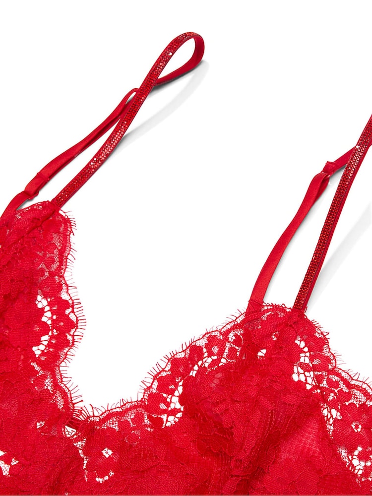 Victoria's Secret Bright Vermillion Red Mini Twinkle Lace Slip Dress - Image 3 of 3 Victoria's Secret Bright Vermillion Red Mini Twinkle Lace Slip Dress - Image 3 of 3