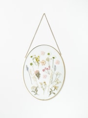 Oliver Bonas Gold Oval Dried Flower Wall Hanging - Image 1 of 4