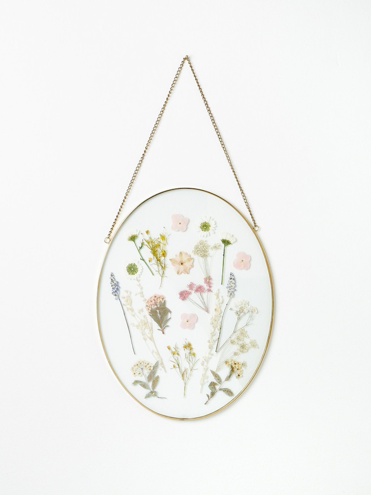 Oliver Bonas Gold Oval Dried Flower Wall Hanging - Image 1 of 4