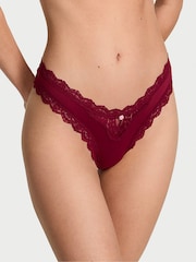 Victoria's Secret Sangria Red Lace Trim Brazilian Knickers - Image 1 of 3