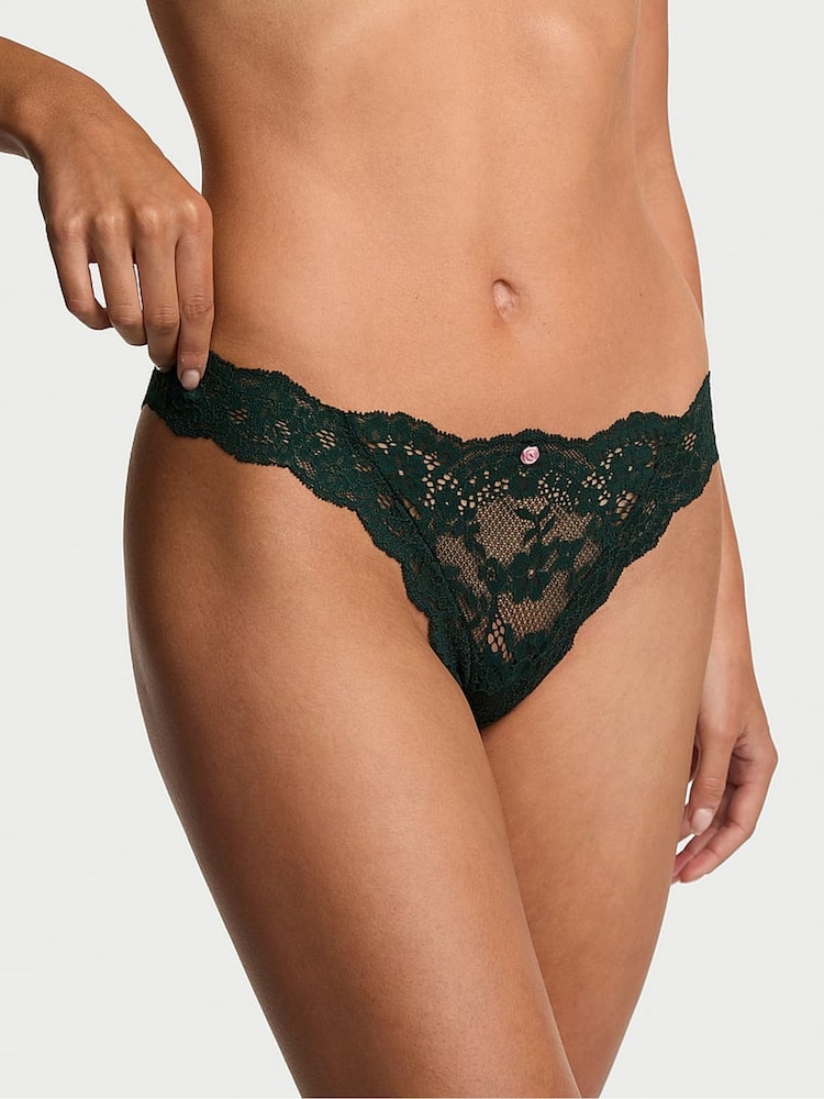 Victoria's Secret Cilantro Green Thong Lace Knickers - Image 1 of 3 Victoria's Secret Cilantro Green Thong Lace Knickers - Image 1 of 3