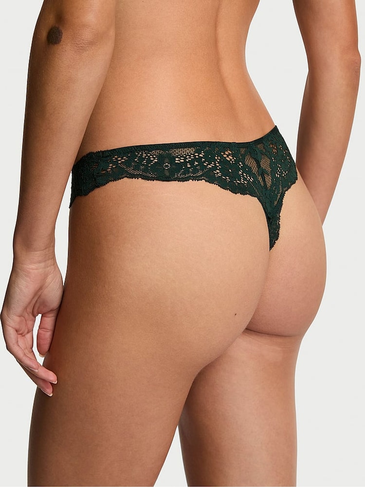 Victoria's Secret Cilantro Green Thong Lace Knickers - Image 2 of 3 Victoria's Secret Cilantro Green Thong Lace Knickers - Image 2 of 3
