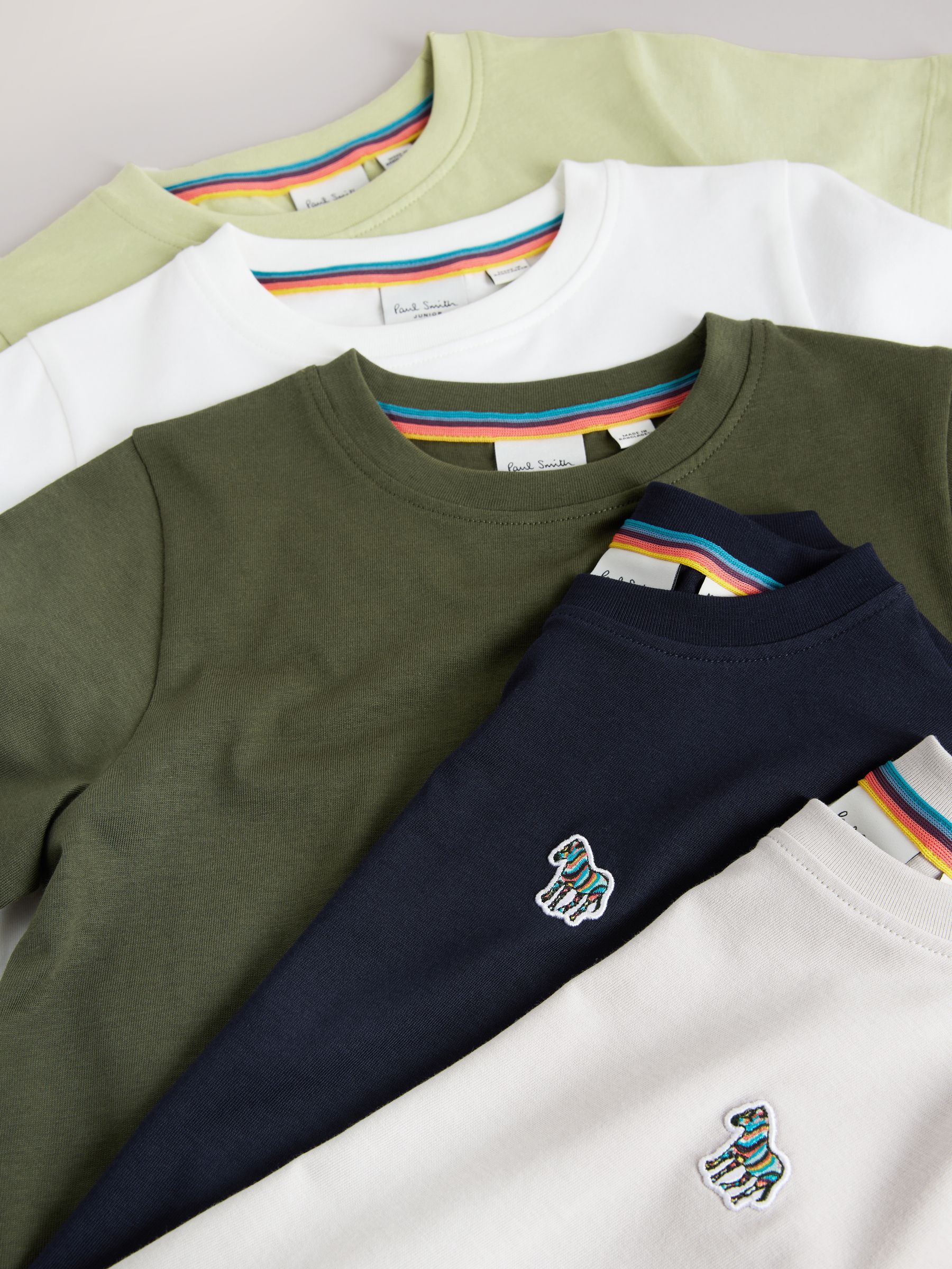 Buy Paul Smith Junior Navy/Green/White/Stone Signature T-Shirts 5