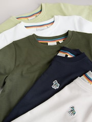 Paul Smith Junior Navy/Green/White/Stone Signature T-Shirts 5 Pack - Image 9 of 10