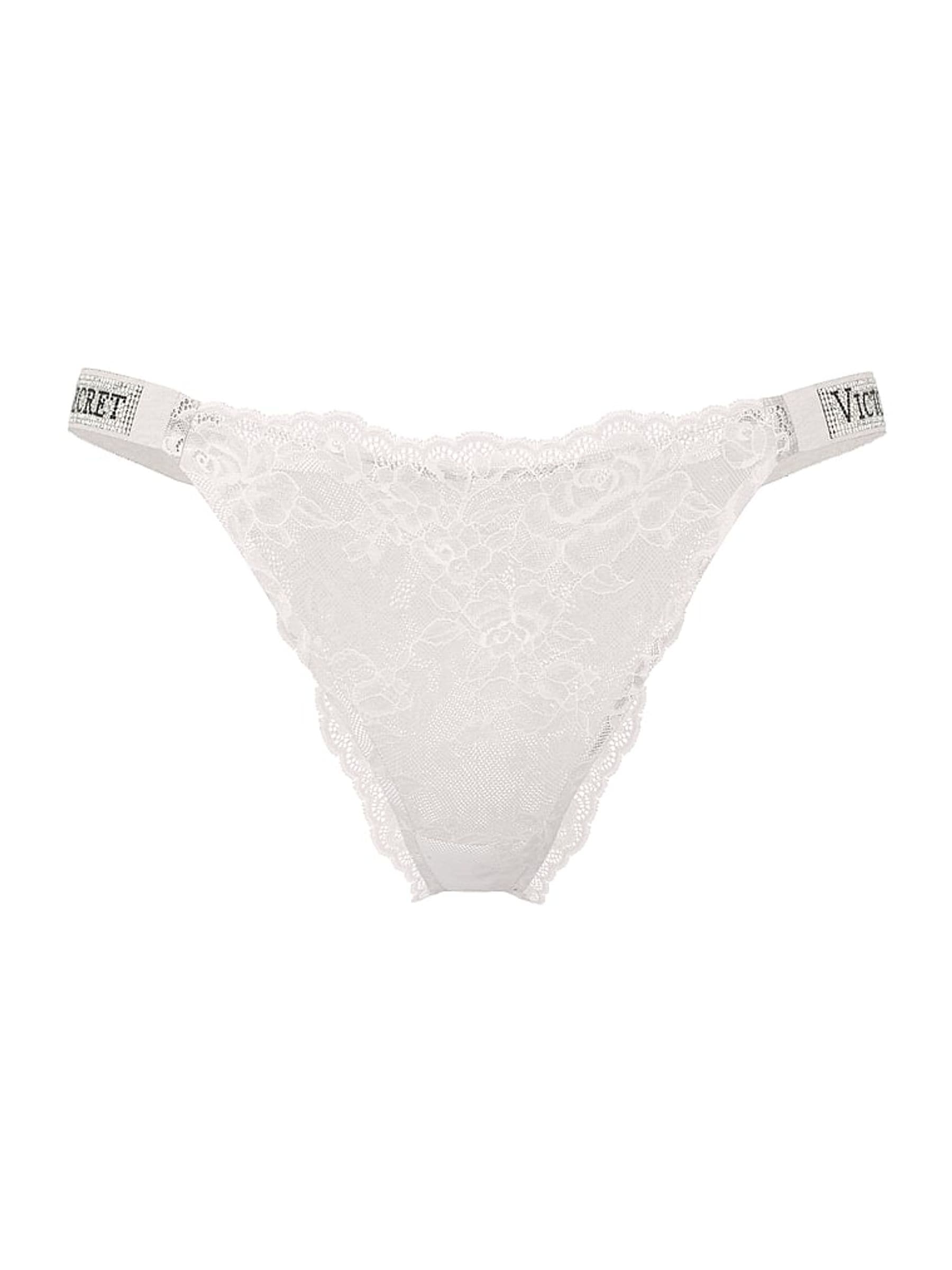 Victoria's Secret Coconut White Brazilian Shine Strap Lace Knickers