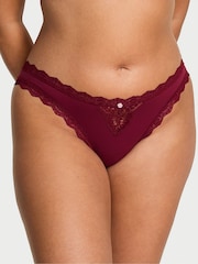 Victoria's Secret Sangria Red Lace Trim Bikini Knickers - Image 1 of 2