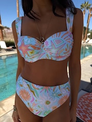 Never Fully Dressed Blue Starburst High Waist Tummy Control Bikini Briefs - Image 5 of 9