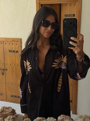 Never Fully Dressed Black Palm Embroidered Shirt - Image 2 of 4