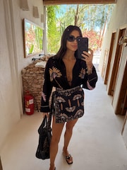 Never Fully Dressed Black Palm Embroidered Shirt - Image 3 of 4