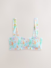 Never Fully Dressed Blue Starburst Bandeau Shirred Bandeau Bikini Top - Image 5 of 7