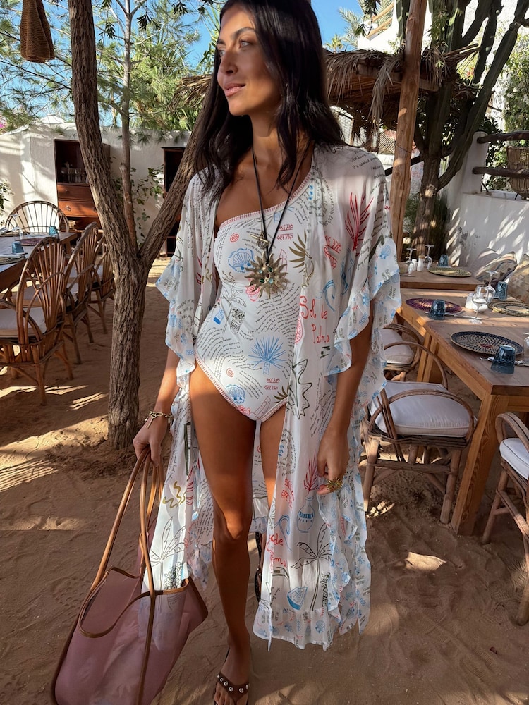 Never Fully Dressed White Sol de Palma Viscose Kimono - Image 2 of 5