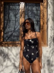 Never Fully Dressed Black Lurex Tummy Control Swimsuit - Image 1 of 4