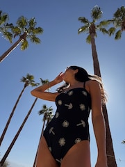 Never Fully Dressed Black Lurex Tummy Control Swimsuit - Image 3 of 4