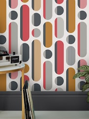 Graham & Brown Red or Grey or Mustard Envy Morse 10M Wallpaper - Image 2 of 3