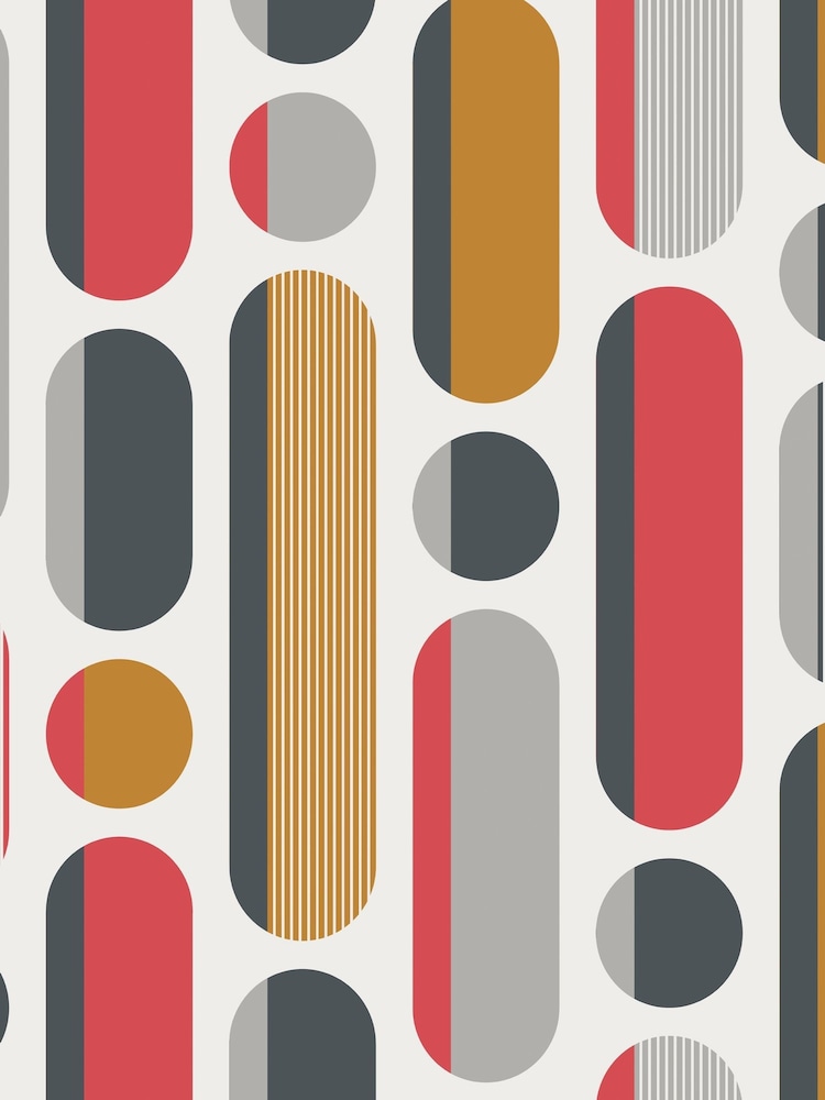 Graham & Brown Red or Grey or Mustard Envy Morse 10M Wallpaper - Image 3 of 3
