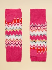 Joules Kara Pink Fingerless Fairisle Glove - Image 2 of 3