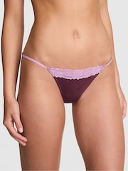 Victoria's Secret PINK Burgandy Red Bikini Cotton Heather Lace Trim Knickers - Image 1 of 2