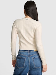Victoria's Secret PINK Natural Heather White Ribbed Cardigan - Image 2 of 2